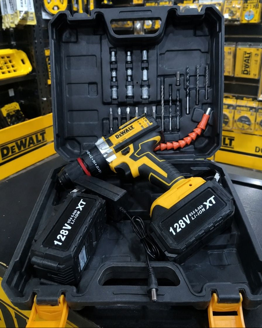 Kit Taladro Dewalt 128V Profesional + 2 Baterías Gratis - Ahorra Tiempo y Esfuerzo